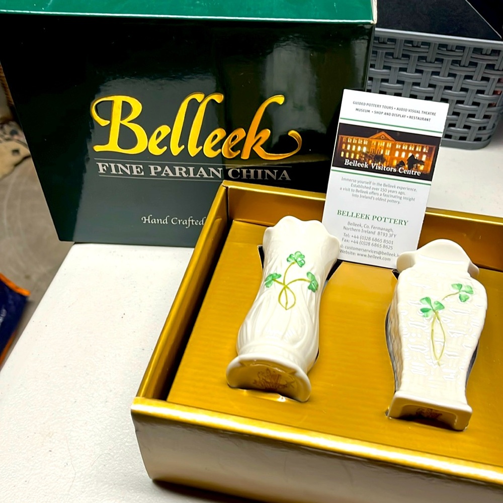 Belleek small vases. New in box. Brought back from Ireland.
